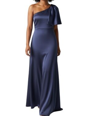 NWT SACHIN + BABI Deep Cobalt Sleeveless One Shoulder Bow Dress Gown Size 18W